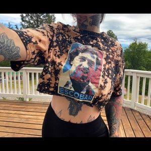 handmade Escobar bleach dyed cropped t shirt